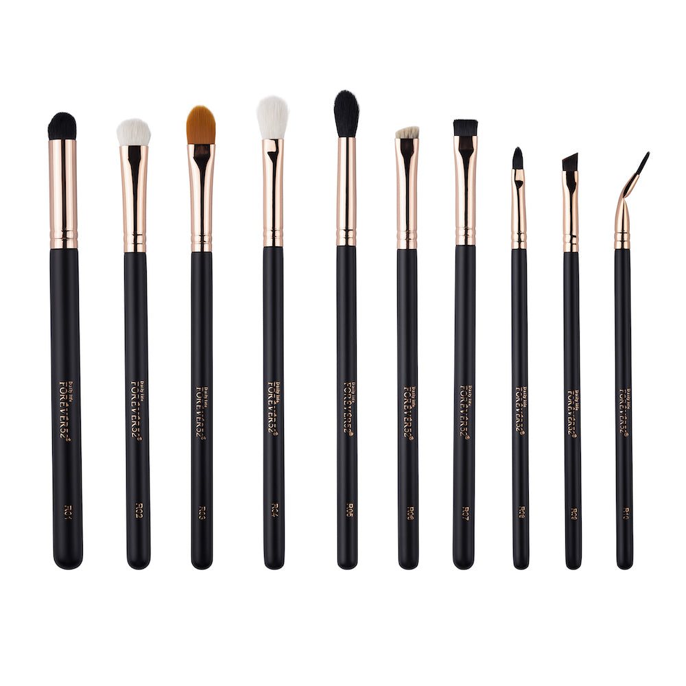 10 Pieces Rose Gold Eye Brush Set - X079